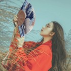 Silk Hand Fan Japanese Wave  Blue Tsunami Folding Fan Elegant Hand Fan W  Tassel