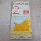 Antique Ign Normandy France Road Map Vintage Old Vtg 1976 Garage
