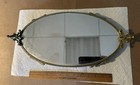 Vintage Vanity Dresser Footed Oval Mirror Tray Brass Framed Cherubs Art Nouveau 