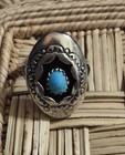 Vintage Navajo Sterling Silver Turquoise Shadowbox Ring Size 5 25 Signed P 3g