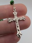 Vintage 1960 s-1970 s Italian Green Glass Rosary Beads Catholic W  Broken Link