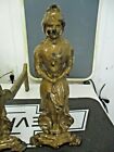 Vintage Fireplace Andirons 18th 19th Century 17  Tall Forged Cast Iron Set 