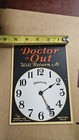Vtg 5 x7 cardboard Clock Wall Sign Doctor Is In Doctor Isout W  Adv Cover Office