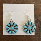 Native American Navajo Indian Cluster Dangle Turquoise Earrings Stunning Zuni