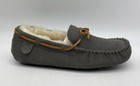 Fireside By Dearfoams Gray Suede Boater Moccasin Slipper Men s Size 10