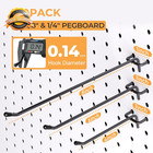 120 Pack Pegboard Hooks  4 6 8 Inch Peg Board Hooks Accessories