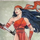 Elektra Original Comic Art Pin-up Signed Di Amorim Daredevil Mixed Media