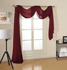 Burgundy 1 Pc Sheer Scarf Voile Window Topper Panel Curtain Drape 37 X 216  New
