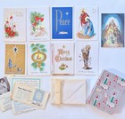 Vintage Christmas Greeting Cards W envelopes Unused 1950s 1969s Card Lot Of 9