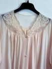 Vintage Shadowline Robe Peignoir Pink Women   s Xl Made In Usa Lace Embroidered