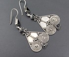 Afghan Gypsy Silver Long Earrings  Black Onyx Beads Kuchi Tribal  Earrings 
