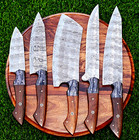 Custom Hand Made Damascus Chef Set Kitchen Knives Cutlery Knife Forge Blade 2796