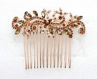 Faship Gorgeous Smoked Topaz Rhinestone Crystal Floral Hair Comb