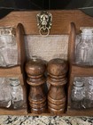 Vintage Wooden Spice Rack W  S p Shakers   Apothecary Jars  Freestanding Or Hang