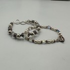 Beaded Bracelets Sterling Silver Clasp Faux Pearl Faceted Glass Beads Dainty
