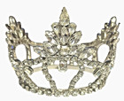 Vintage Rhinestone Tiara Crown Silver Tone Mid Century Bridal Pageant Headpiece