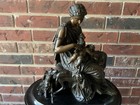 Rare Antique Heavy Bronze Sculpture Mother   Child X-large 30lbs