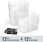 12 Pack Multi-use Clear Plastic Storage Bins For Organizing W  Labels - Home  Ki