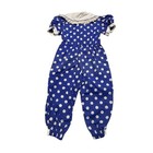 Vintage Me And The Gang Blue Polka Dot Jumpsuit Eyelet Lace Collar Kids 4t