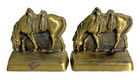 Antique Verona Cast Iron Horse Bookends Bronzed Finish Grazing Horses C1920s