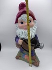 Vintage 18    Tall Garden Gnome Spring Summer Flowers Ceramic Hand Painted
