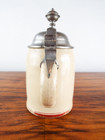 Antique German 1 2l Stein No 557 Pewter Lidded Beer Mug Imer Massvoll Cavalier