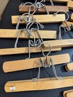 Lot Of 25 Vintage Antique Wooden Clamp Hangers Slacks Skirts  Estate Sale Buyout