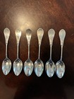 Antique Bright Cut Sterling Silver Demitasse Spoons Set Of Six 5 1 2 
