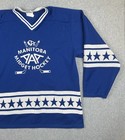 Vintage Harv-al Sportswear Ltd  Xl Blue Manitoba Midget Hockey Jersey Canada Euc