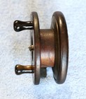 Unique Rare Antique Wood   Brass Compass Back Pattern Fishing Reel