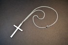 Polished Silver Finish Cross Medieval Renaissance Pewter Pendant Necklace Nk-24