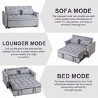 Velvet Pull Out Sleeper Sofa Bed Modern 3-in-1 Loveseat Couch For Living Room