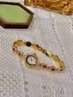 Women s Vintage Gold Red Crystal Oval Watch   Elegant Luxury Dress Jewelry Gift
