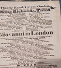 Orig Broadside  georgian Playbill Theatre Royal Covent Garden 1827 King Richard