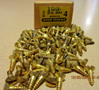 100--n o s   Small 3 8  Long By  4 Solid Brass Oval Head Slotted Wood Screws