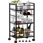 Stylish Rolling Bar Cart With Wine Rack   Glass Holder - Mobile Serving Cart For