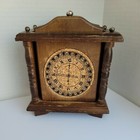 Vtg Wooden Clock 6 Cork Coasters Set W holder Mid Century Cocktail Hour 1970s