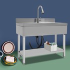 Commercial Stainless Steel Sink Single Bowl Kitchen Sink Utility Sink W  Faucet