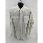 Vtg Panhandle Slim Western Shirt Mens 18x36 Pearl Snap Cream Striped Usa Made