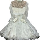 Vintage 1960s Jack Bryan Ivory Chiffon Beaded Cocktail Dress Xs