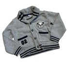 Janie And Jack Gray Blue Bulldog Knit Shawl Cardigan Sweater Size 3 