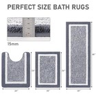  Bathroom Rug Mat Set 3 Piece  Microfiber Shaggy Bath Set  Non-slip Ultra Soft 