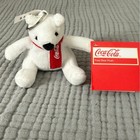 New Coca Cola Polar Bear Coke 3  Plush Keychain Stuffed Animal Red Scarf Charm