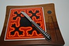 Vintage Mid Century Modern Mcm Wooden   Tile W  Knife Cutting Board Japan Rare