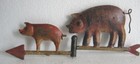 Vintage Old Iron Pig With Piglet Weather Vane   Pig Weathervane