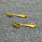 Vintage Gold Toned Mid Century Modern Clip-on Earrings 1 75   