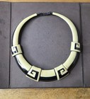 Vintage 1980s Monet Greek Key Enamel Necklace