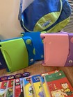 3 Leapfrog Leappads  Learning System Lot 10 Books  7 Cartridges 2 Carrying Cases