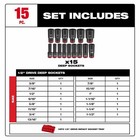 Milwaukee 49-66-6817 Shockwave Impact Duty Socket 1 2  Drive 15-pc Sae Tray Set