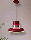 Mid Century Modern Atomic Space Age Red Chrome Vtg Lightolier Pendant Light Lamp